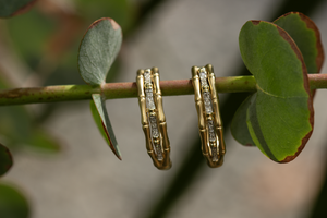 Bamboo Diamond Hoops