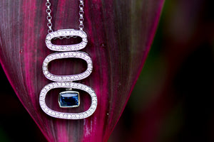 Triple Oval Diamond and Sapphire Necklace